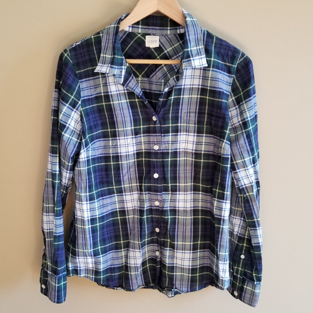 J. Crew Plaid button down Top